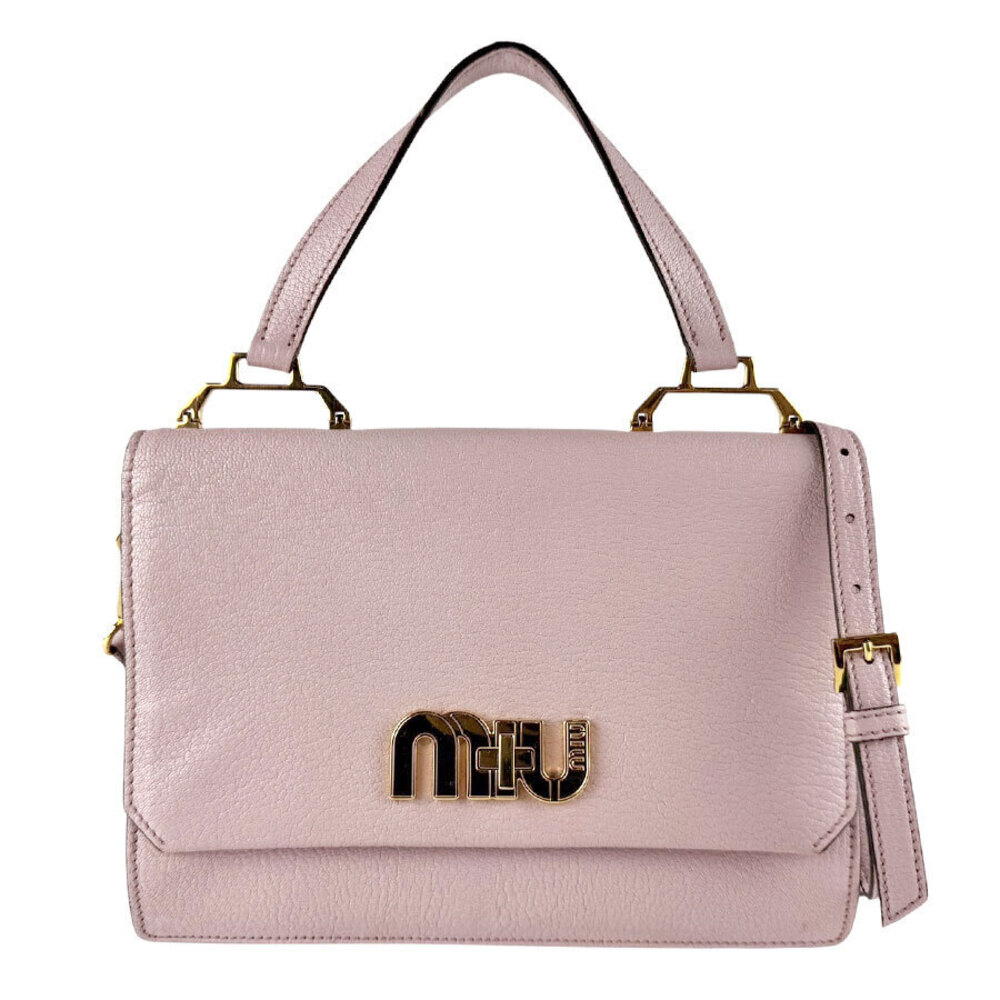 Miu Miu 2way Shoulder Bag leather pink gold